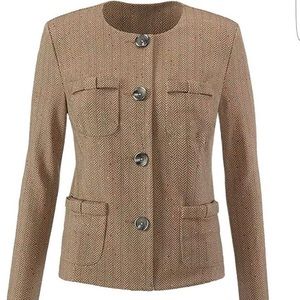 Cabi Penny Blazer Ponte Tan Herringbone w/Pockets